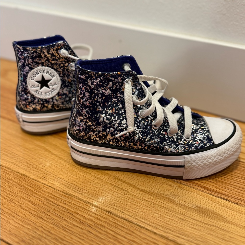 Converse Kids High-Top Sneakers - All-star Lift Glitter Navy and White